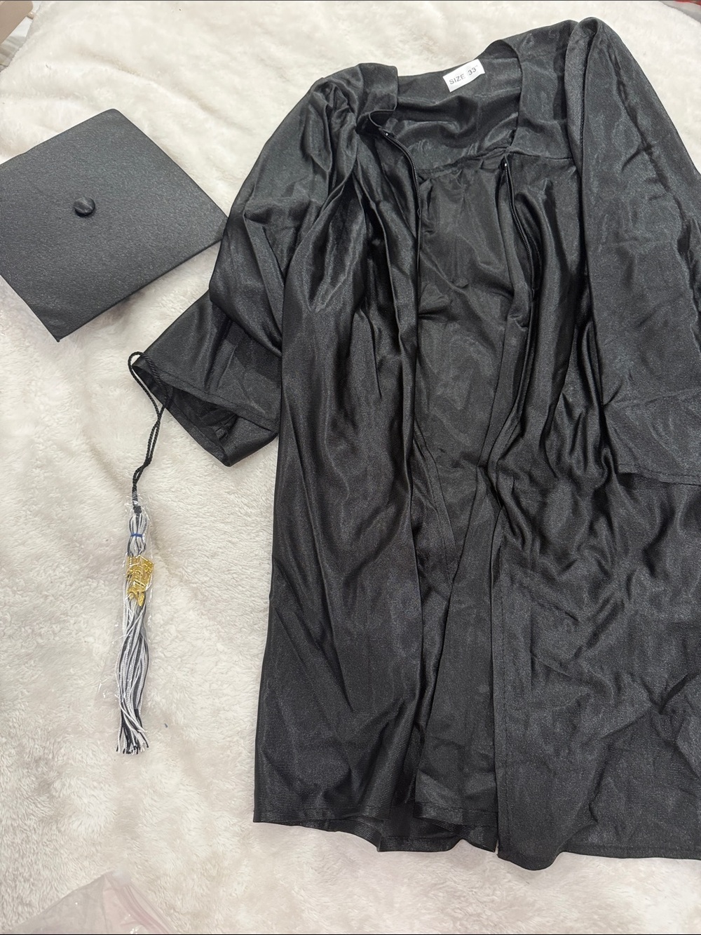 Black Graduation Gown with Cap & Tassel